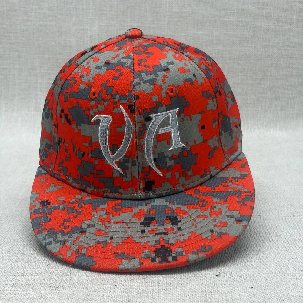 OC Sports MWS Series VA Hat Red Grey Digital Camo Stretch‎ Fit Cap Size M/L